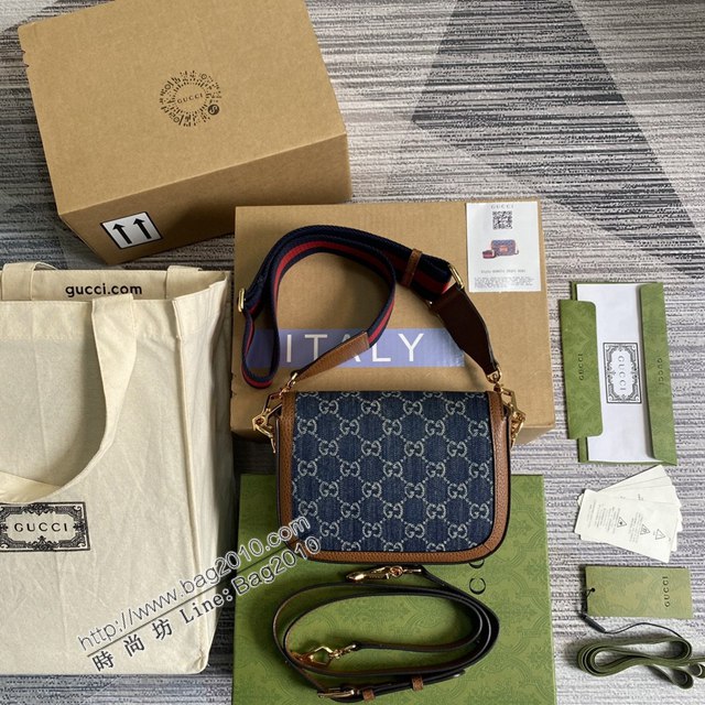 Gucci2021新顏色女包 古馳迷你牛仔小挎包 Gucci爆款馬鞍包 658574  ydg3189